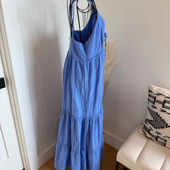 Blanco by Nature Periwinkle Blue Cotton Tiered V-Neck Maxi Dress NEW Size XL - Picture 2 of 10